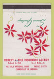Matchbook Cover - Robert Hill Insurance Evansville IN Christmas WEAR 40 Strike