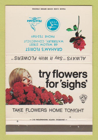 Matchbook Cover - Graham's Florist Flowers Waterbury CT FTD 40 Strike