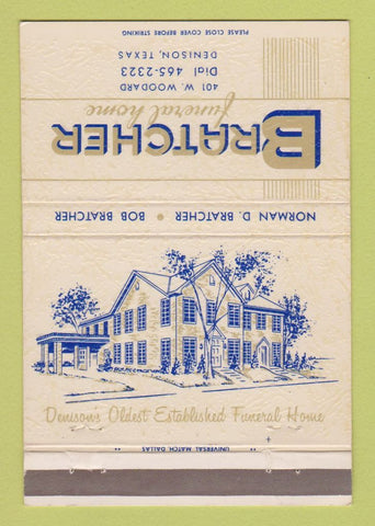 Matchbook Cover - Bratcher Funeral Home Denison TX 40 Strike