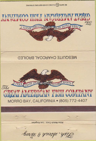 Matchbook Cover - Great American Fish Morro Bay CA 40 Strike