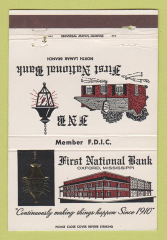 Matchbook Cover - First National Bank Oxford MS 40 Strike