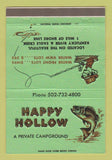 Matchbook Cover - Happy Hollow Camping Worthville KY 40 Strike