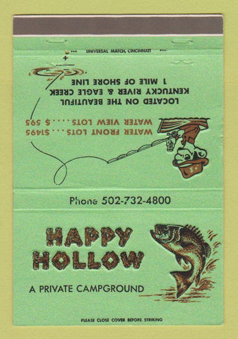 Matchbook Cover - Happy Hollow Camping Worthville KY 40 Strike