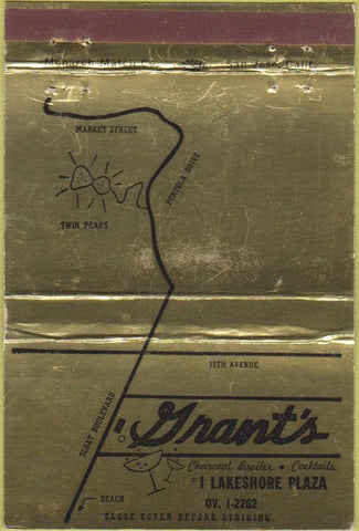 Matchbook Cover - Grant's Restaurant no town gold 40 Strike