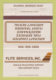 Matchbook Cover - Flite Services Dekalb Peachtree Airport Atlanta GA 40 Strike