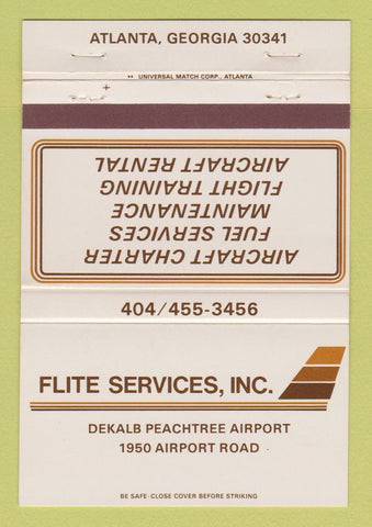 Matchbook Cover - Flite Services Dekalb Peachtree Airport Atlanta GA 40 Strike