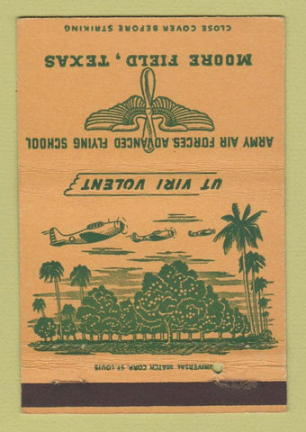 Matchbook Cover - Moore Field TX Army Flying School postcard 40 Strike