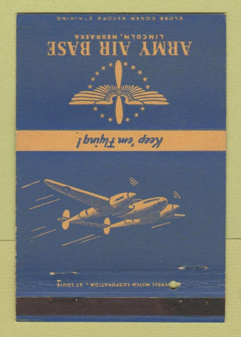 Matchbook Cover - Army Air Base Lincoln NE WWII postcard 40 Strike