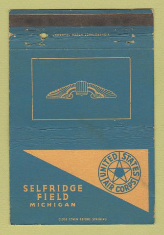 Matchbook Cover - Selfridge Field MI US Air Corps postcard WEAR 40 Strike