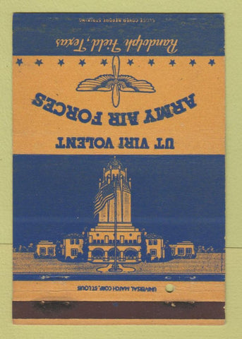 Matchbook Cover - Army Air Forces Randolph Field TX postcard 40 Strike