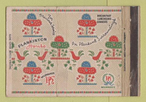 Matchbook Cover - Plankinton House Milwaukee WI WEAR 40 Strike