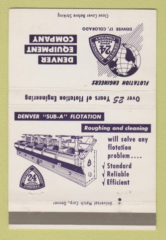 Matchbook Cover - Denver Equipment Colorado Flotation 40 Strike