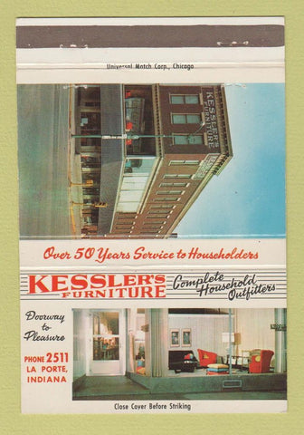 Matchbook Cover - Kessler's Furniture La Porte IN 40 Strike