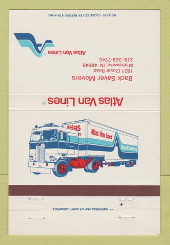 Matchbook Cover - Atlas Van Lines Trucking Mishawaka IN 40 Strike