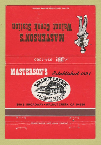 Matchbook Cover - Masterson's Walnut Creek Station CA 40 Strike