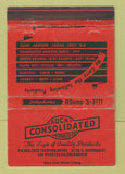 Matchbook Cover - Consolidated Rock Los Angeles CA WORN 40 Strike