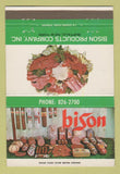 Matchbook Cover - Bison Products Meat Buffalo NY 40 Strike