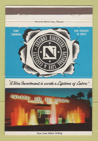 Matchbook Cover - National Life and Casualty Insurance Phoenix AZ 40 Strike