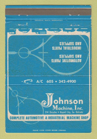 Matchbook Cover - Johnson Machine Shop Rapid City SD Auto Parts 40 Strike