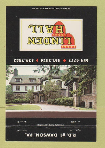 Matchbook Cover - Linden Hall Dawson PA 40 Strike