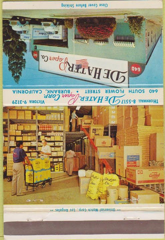 Matchbook Cover - De Hater Paper Burbank CA 40 Strike