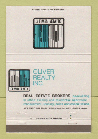 Matchbook Cover - Oliver Real Estate Brokers Pittsburgh PA 40 Strike