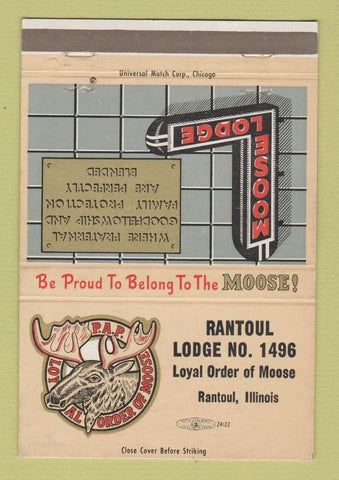 Matchbook Cover - Moose Lodge Rantoul IL 40 Strike