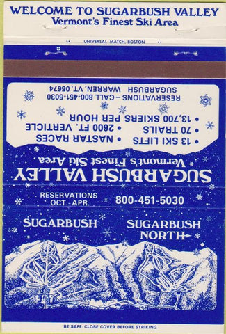 Matchbook Cover - Sugarbush Valley Ski Resort Warren VT 40 Strike
