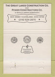 Matchbook Cover - Power Constructors Cleveland OH Great Lakes 40 Strike