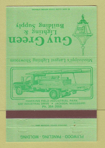 Matchbook Cover - Guy Green Lighting Building Supply Jackson MS 40 Strike