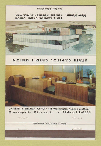 Matchbook Cover - State Capitol Credit Union Minneapolis St Paul MN 40 Strike