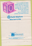 Matchbook Cover - San Diego CA Pacific Bell Telephone WEAR 40 Strike
