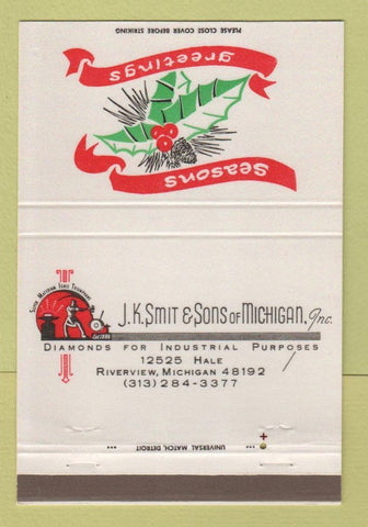Matchbook Cover - JK Smit Sons Diamonds Riverview MI Christmas 40 Strike