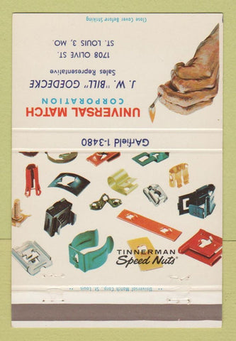 Matchbook Cover - Tinnerman Speed Nuts Universal Match St Louis MO 40 Strike