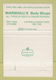 Matchbook Cover - Marshall's Auto Body Shops Latham NY 40 Strike
