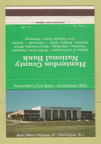 Matchbook Cover - Hunterdon County National Bank Flemington NJ 40 Strike