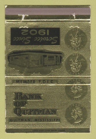 Matchbook Cover - Bank of Quitman MS 40 Strike