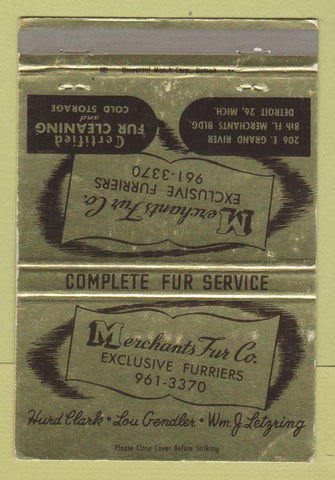 Matchbook Cover - Merchants Fur Company Detroit MI girlie WEAR 40 Strike