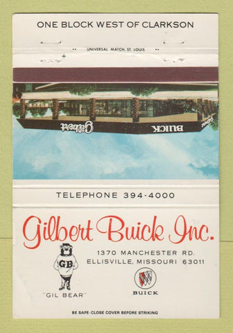Matchbook Cover - Gilbert Buick Ellisville MO WEAR 40 Strike