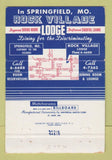 Matchbook Cover - Rock Village Lodge Springfield MO 40 Strike