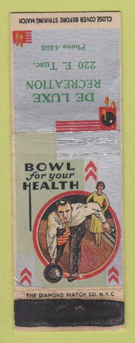 Matchbook Cover - De Luxe Recreation Bowling Tulsa OK WEAR