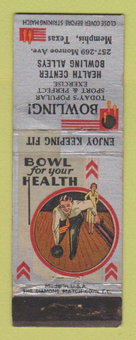 Matchbook Cover - Health Center Bowling Memphis TN WORN
