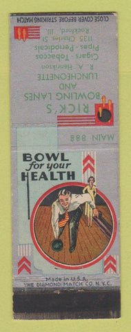Matchbook Cover - Rick's Bowling Luncheonette Rockford IL