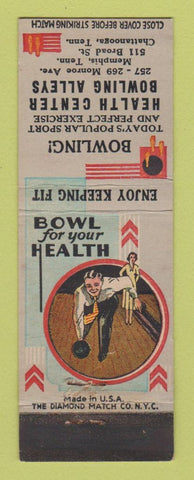 Matchbook Cover - Health Center Bowling Chattanooga TN #2