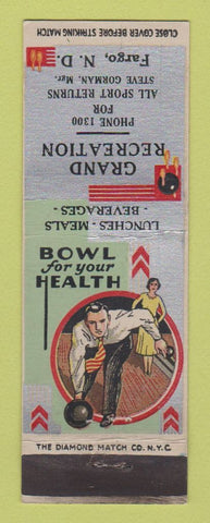 Matchbook Cover - Grand Recreation Bowling Fargo ND