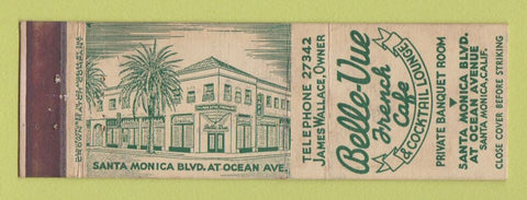 Matchbook Cover - Belle Vue French Cafe Santa Monica CA CROWN