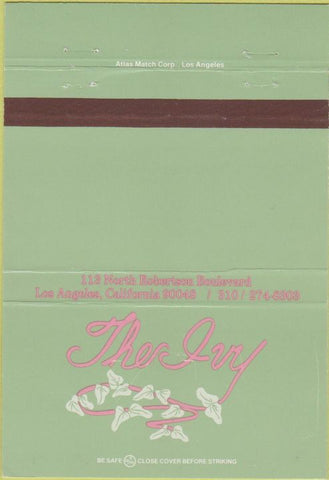 Matchbook Cover - The Ivy Restaurant Los Angles CA  40 Strike