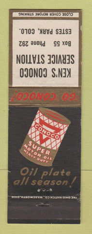 Matchbook Cover - Conoco oil gas Ken's Estes Park Colorado