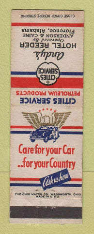 Matchbook Cover - Cities oil gas Andy's Hotel Reeder Florence AL WWII