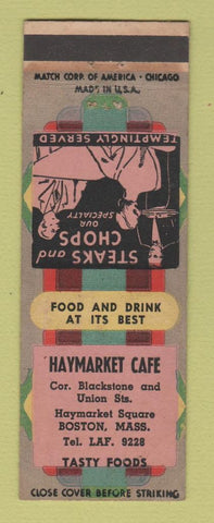 Matchbook Cover - Haymarket Cafe Boston MA WWII